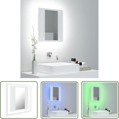INLIFE Armadio da bagno con specchio LED bianco 40x12x45 cm (1/5)
