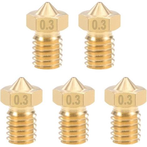 Repuestos para impresoras 3D,Boquillas para impresoras 3D,Juego de 5 boquillas de latón de 0,3 mm,aptas para filamento de 1,75 mm y E3D V5-V6