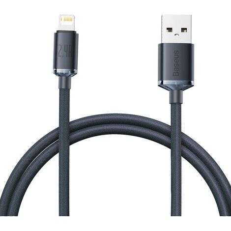 Baseus Crystal Shine Series Kabel USB-Kabel für schnelles Aufladen und Datenübertragung USB Typ A - Lightning 2.4A 1.2m schwarz (CAJY000001) (1/5)