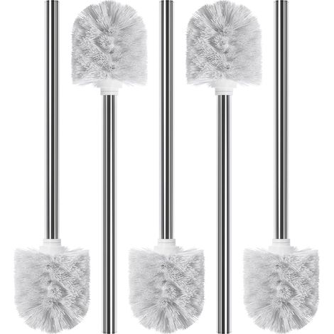 5 x Brosses de Toilette Blanc - Acier Inoxydable - Brosse de Toilette de Rechange (1/5)