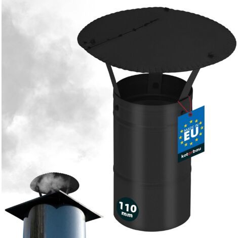 Chapeau de Cheminée - Acier Galvanisé et Peint par Poudre - ø 120 mm - Noir - Chapeau Cheminée Anti Pluie - Résistant à la Corrosion - Installation Facile - Design Moderne-NANOTEH (1/5)