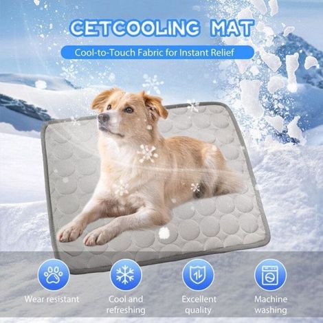 Tapis Rafraîchissant Chat Gris XL 100x75cm Grand Coussin Été Pour Grand Chien – Auto-Refroidissant, Résistant et Facile à Nettoyer