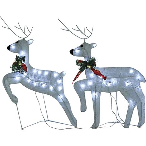 Rennes de Noël 2 pcs Blanc 40 LED