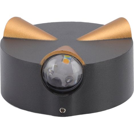 Runde LED-Wandleuchte, 3 W, 3 LEDs, 3-seitige Beleuchtung, Nachttischlampe aus Aluminium, wasserdichte dekorative Außenleuchte für Flur, Terrasse, Hof (AC85-265 V, warmes Licht, schwarz+gold 3 W) (1/5)