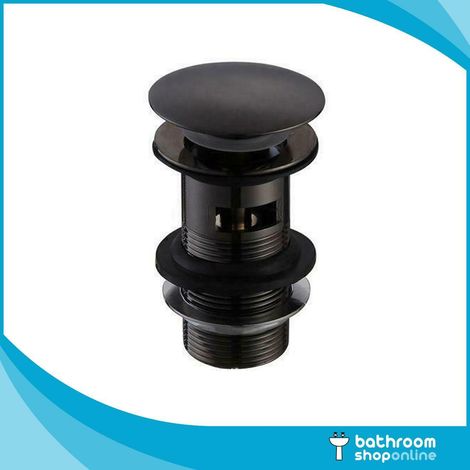Waste De Lavabo À Bouton-Poussoir - Cuivre Massif - Finition Noire Mat - Pour Lavabo Avec Débordement - 1 Pièce (1/4)
