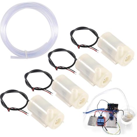 Lot de 4 mini pompes à eau submersibles CC 3-5V (blanches + tube) (1/5)