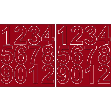 Numeri adesivi autoadesivi da 7 cm, rosso scuro lucido