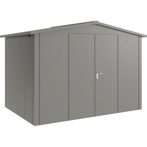 Hörmann Metall-Gerätehaus "Juno" mit Satteldach, JSD12 - Design, 310 x 214 cm (B x T), graualuminium, 2-flüglige Tür