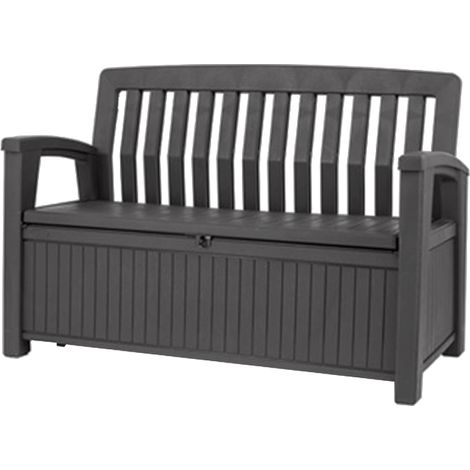 Keter – Banc de jardin avec coffre de rangement en résine – Résistant aux intempéries – Verrouillable – 227L – 132x61.2x89 cm