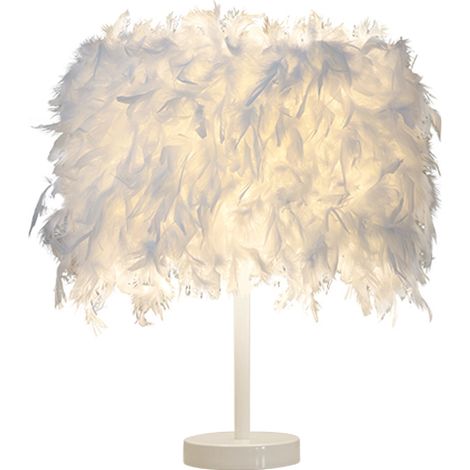 Lampada da scrivania moderna con piuma bianca per cameretta (25 x 35 cm), 1 pezzo (1/3)
