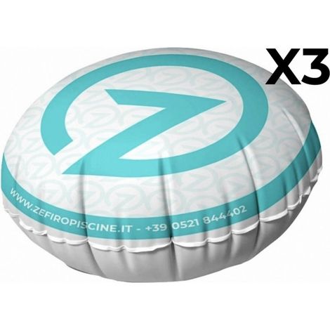 3 Cuscini Gonfiabili ad Aria Galleggianti Anti Ristagno Zefiro Air per Sollevamento Telo di Copertura Piscina - Diametro Cm 80 x H 55 con 2 Passacorda - ALTA QUALITA' MADE IN ITALY (1/5)