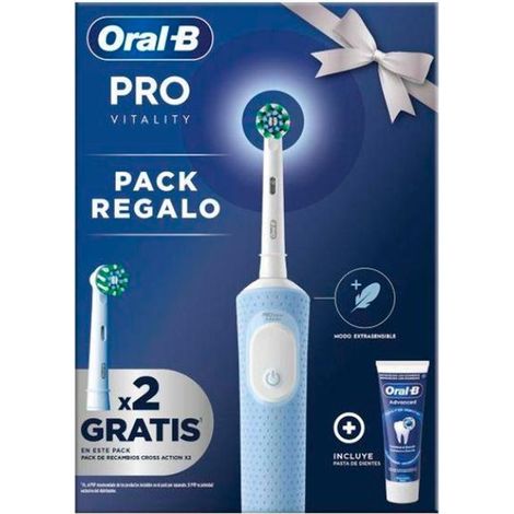 Oral-B Pro Vitality Cepillo de Dientes Eléctrico Azul - Pack Cepillo + 2 Recambios + Pasta Dientes