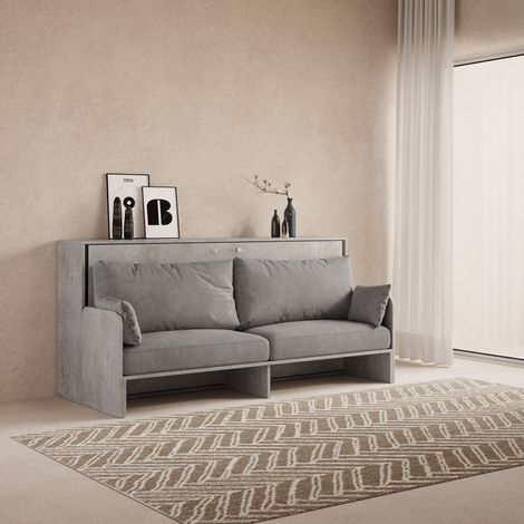 Letto singolo a scomparsa orizzontale DIBE Sofa' Cemento 200x103xh97 cm (1/5)