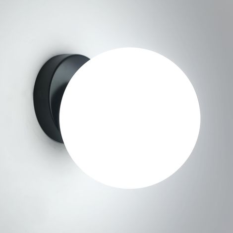 Applique Murale Moderne – Lampe Murale Design Globe en Verre Noir 15 cm E27 pour Chambre, Couloir et Escalier (Ampoule Non Incluse) (1/5)