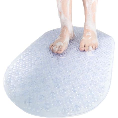 Tapis de Baignoire Antidérapant Ovale, 68x38CM Tapis de Bain à Bulles, Tapis de Douche en Lavable en Machine & Résistant à la Moisissure (1/5)