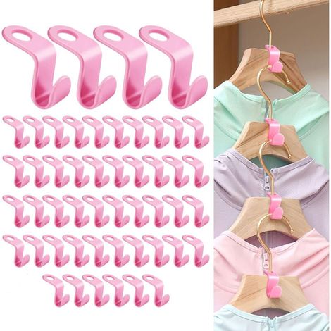 Lot de 50 Crochet Cintre, Clip D'extension, Crochets de Connecteur pour un gain de place Mini Cintres en cascade Organisateur pour penderie économie d'espace (Vert) (1/5)