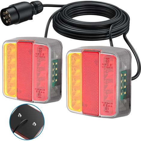 Rückleuchten für Anhänger – 2 Stück – IP65 wasserdichte LED – 7,5 m Kabel, 7-poliger Stecker – Für Lkw und Wohnmobile – E11-Zulassung (1/5)