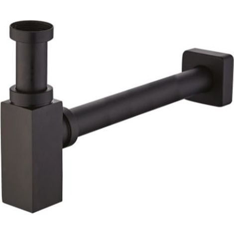 Sifone arredo quadrato nero opaco 1"1/4  Tecom