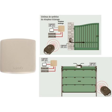 Somfy – Récepteur radio étanche RTS 500W – Alimentation 220/230V – IP55 pour extérieur – Contrôle éclairage et ventilateurs - SY2400583 (1/2)
