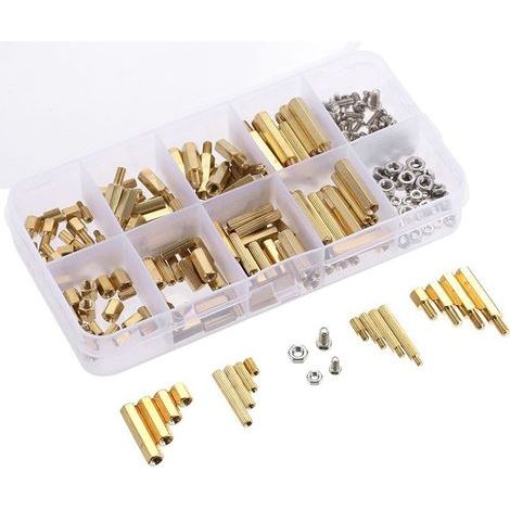 Kit d'assortiment d'espacement d'écrous à vis, 180 pièces M2.5 mâle femelle hexagonale en laiton (1/5)