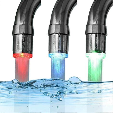 Robinet LED tricolore avec éclairage à dégradé thermosensible pour la cuisine, la salle de bain, la douche et le lavage des mains des enfants - AquaForge (1/2)