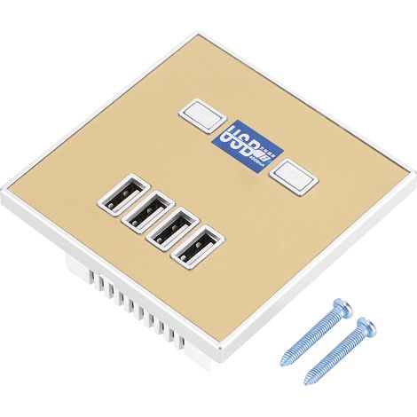 Prise Murale Usb 4 Ports Avec Interrupteur Et Lumière Led Pour Chantier 220v Or (1/5)
