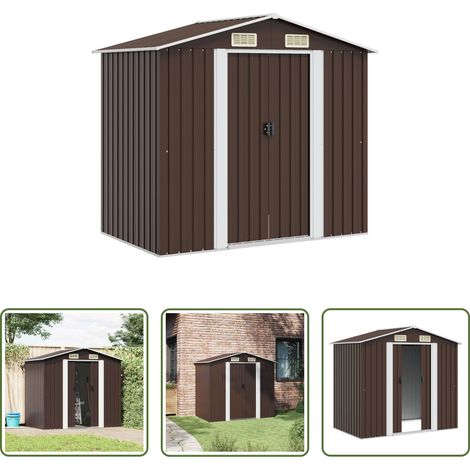 Abri extérieur - Abri de stockage pour jardin Marron 204x132x186 cm Acier (1/5)