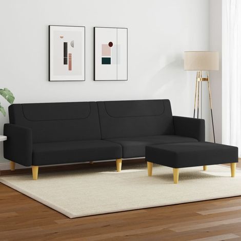2-sitzer Schlafsofa mit Fußablage Schwarz Stoff (1/5)