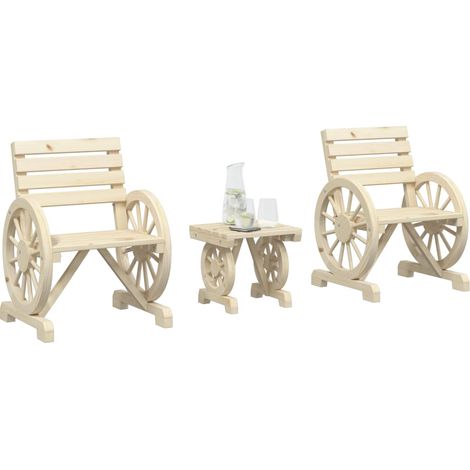 Juego de muebles de jardín 3 piezas madera maciza de abeto vidaXL (1/5)