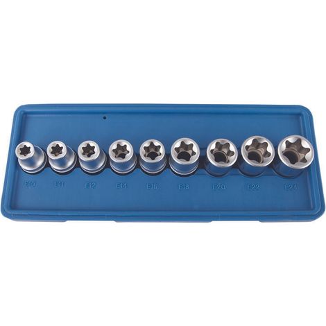 Coffret douilles 1/2" Torx E10 à E24 (9 pcs) - OM 7013 - CLAS Equipements (1/3)