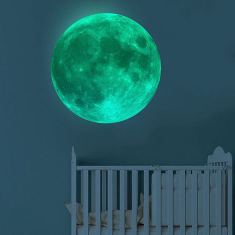 Sticker mural lune lumineux en PVC, papier peint à faire soi-même pour la décoration de chambre, 32 cm / 12,6 pouces (1/5)