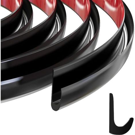 Gouttière Camping Car,Pour Gouttières Bande de Protection en PVC Déflecteur d'eau,Autocollante Pour Portes et Gouttières,Noir,5M (1/5)