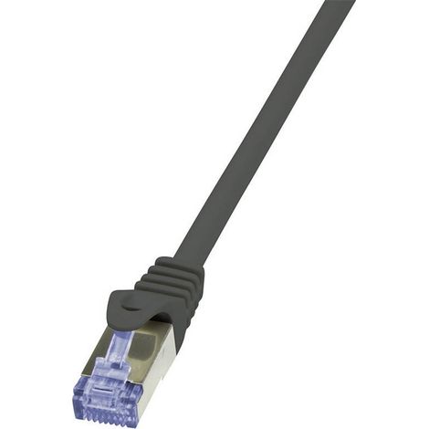 LogiLink CQ3033S RJ45 Câble réseau, câble patch CAT 6a S/FTP 1.00 m noir ignifuge, avec cliquet d'en (1/2)