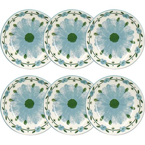Lot de 6 assiettes creuses 20cm en porcelaine, PRIMAVERA (1/5)