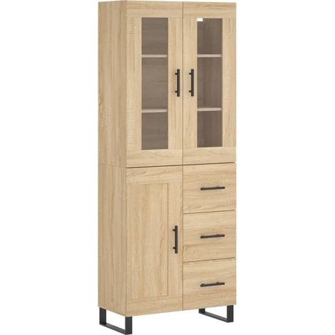 Buffet,Bahut,Meuble de Rangement haut Chêne sonoma 69,5x34x180 cm Bois d'ingénierie CFW28094 (1/5)