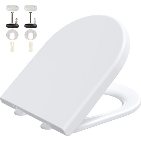 Todot – Abattant WC Forme D en polypropylène – Technologie SoftClose – Antibactérien – Installation sans outil – Charnière réglable