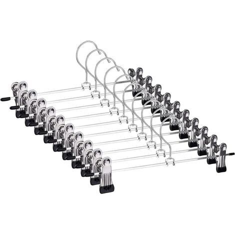 Appendini Antiscivolo per Pantaloni, Appendini in Metallo con Clip Regolabili per Pantaloni, Gonne e Jeans, 28 cm (Confezione da 10) (1/5)