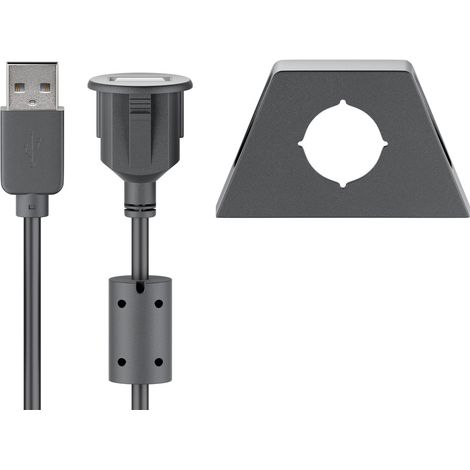Goobay USB2.0 AA 200 CLIP II, 2m cable USB USB A Negro