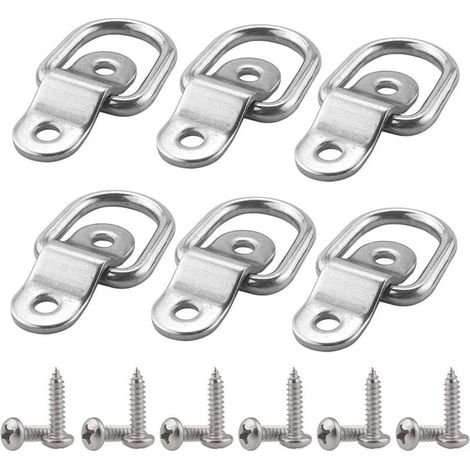 6 Pcs Anneaux Arrimage en Acier Inox D Anneau de Fixation avec Vis pour Remorque Bateaux Voiture Cargaison Autos Camions (1/4)