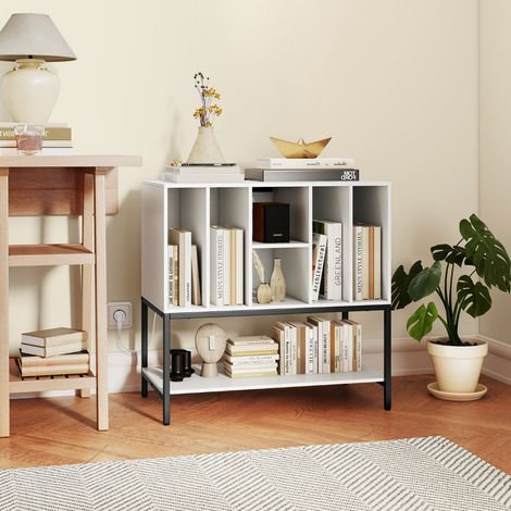 Support pour Tourne-Disque avec Station de Recharge avec Rangement pour Vinyles Table de Rangement pour 150 Disques avec Étagères Blanc (1/3)