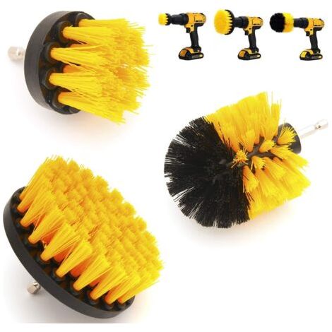 BUNTHAUS Lot de 3 brosses de nettoyage électriques pour perceuse, idéales pour le nettoyage des sols, des maisons et des commerces, des briques, des toilettes, des baignoires, des lavabos, des voiture (1/4)