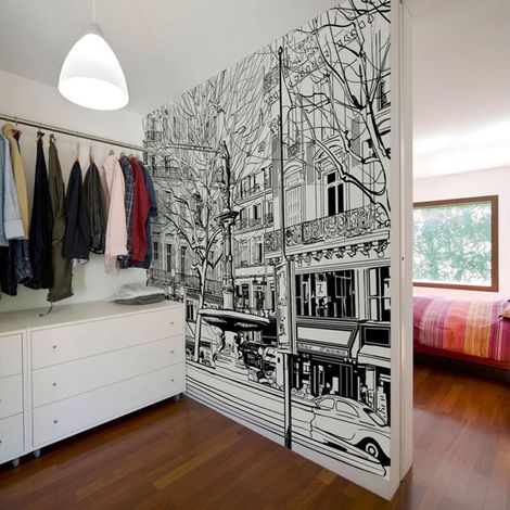 Papier peint croquis de fontaine parisienne - 250 x 193 cm (1/4)