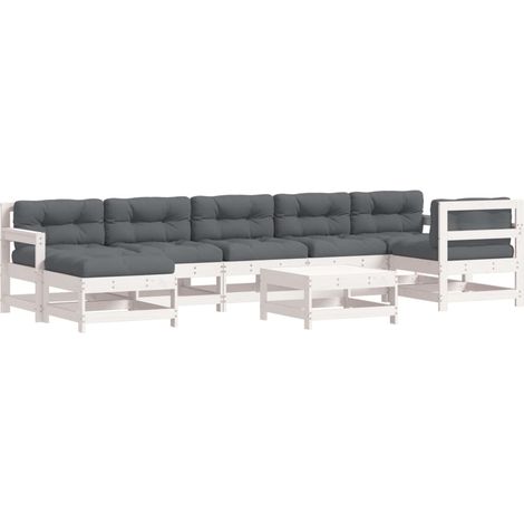 Maison Exclusive - Set Divani da Giardino 8pz con Cuscini in Legno Massello Bianco