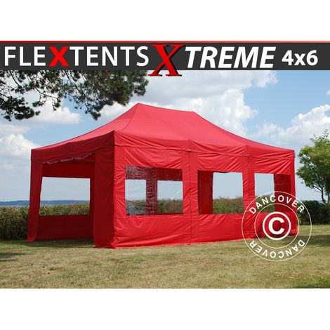 Faltzelt Faltpavillon Wasserdicht FleXtents Xtreme 50 4x6m Rot, (1/5)
