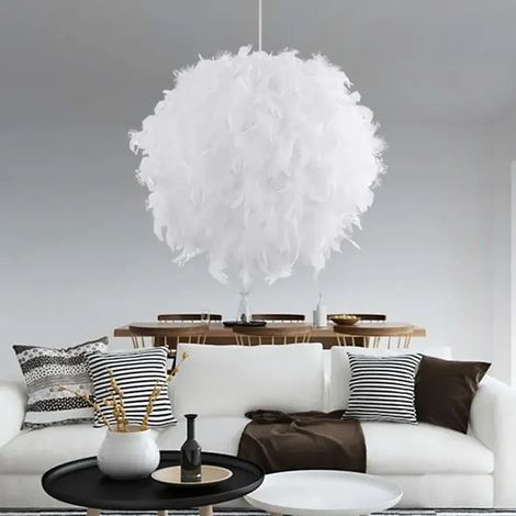 U-Do Suspension Lustre de plumes Lampe de plafond Simple d'éclairage Blanc (1/4)