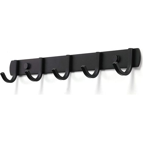 Porte Manteau Mural, Patères Porte Manteaux Design En Acier Inoxydable, Patères Salle De Bains Solide pour Chambre Bureau Noir (5 Hook) (1/4)