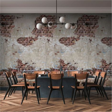 Photo wallpaper Profhome 392351 hot embossed non-woven wallpaper smooth brick look matt beige brown cream 1.59 m x 2.8 m (1/4)