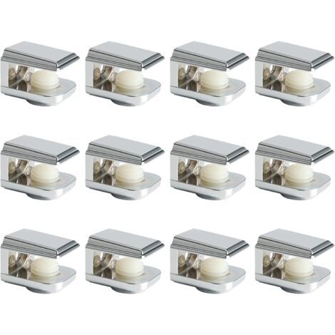 Support Étagère Verre Support d'Étagère Réglable et Adaptable d'Épaisseur de 5-8MM pour Salle de Bain, Fixation Murale à Vis, Finition Chrome Poli en Alliage de Zinc, 12 Pcs, EBL1015-12P (1/5)
