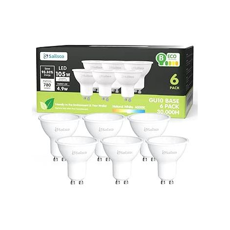 Ampoule GU10 LED Blanc,4.9W équivalent 105W,780LM 4000K Neutre,110° Angle Du Faisceau,Non-Dimmable (1/5)