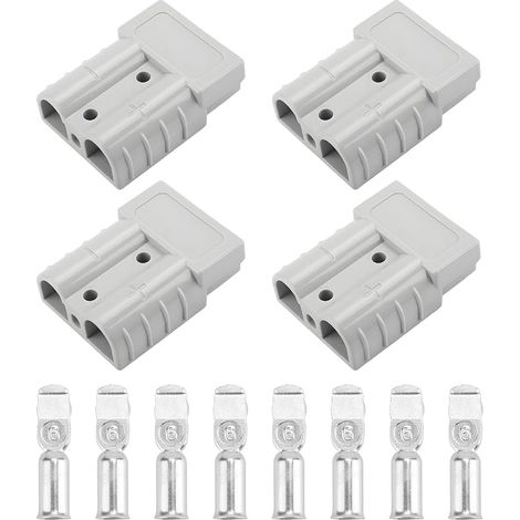 Conectores de batería Anderson, paquete de 4 unidades, 50 A, 600 V, con 8 pines de conexión, para automóviles, caravanas, barcos y sistemas solares. (1/5)